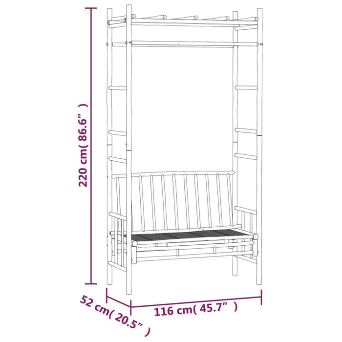 Bancă de grădină cu pergolă, 116 cm, bambus - WALTI WALTI