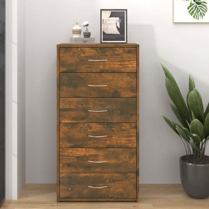 Servantă cu 6 sertare, stejar fumuriu, 50x34x96 cm, lemn - WALTI WALTI