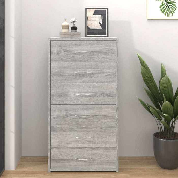 Servantă cu 6 sertare, stejar fumuriu, 50x34x96 cm, lemn - WALTI WALTI