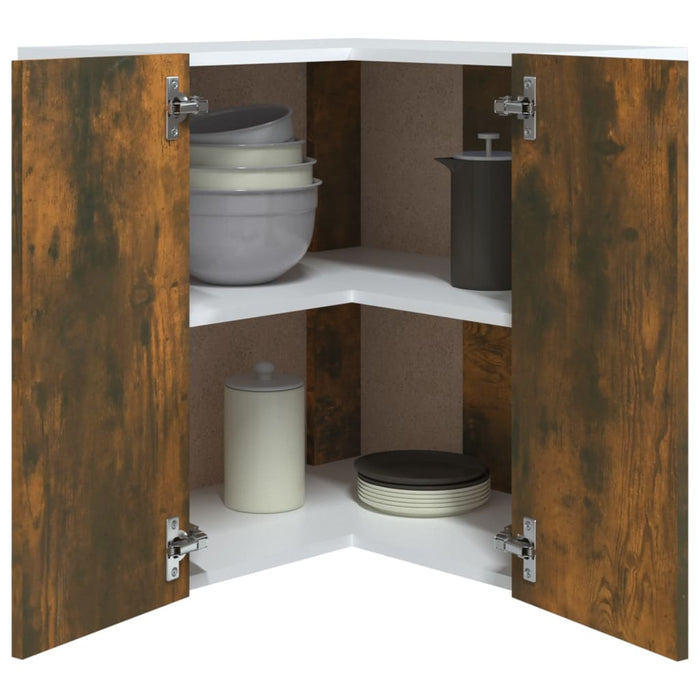 Dulap de colț suspendat, stejar fumuriu, 57x57x60 cm, lemn - WALTI WALTI