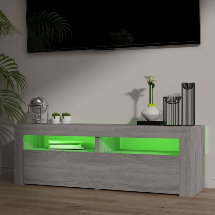 Comodă TV cu lumini LED, gri sonoma, 120x35x40 cm - WALTI WALTI