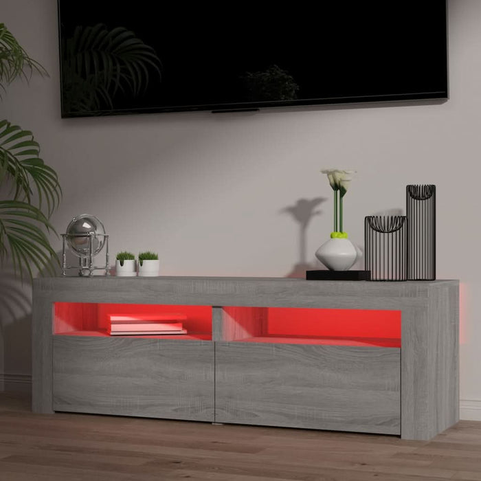 Comodă TV cu lumini LED, gri sonoma, 120x35x40 cm - WALTI WALTI