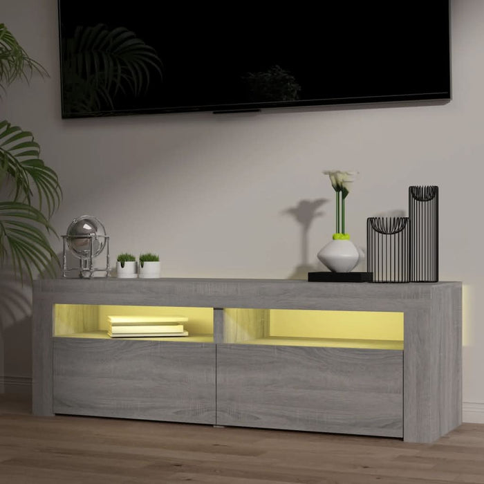Comodă TV cu lumini LED, gri sonoma, 120x35x40 cm - WALTI WALTI
