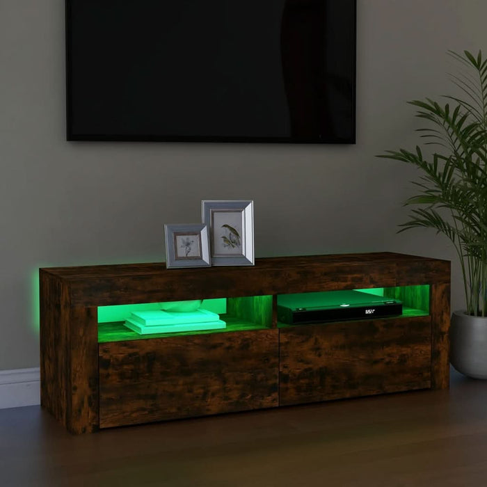 Comodă TV cu lumini LED, stejar fumuriu, 120x35x40 cm - WALTI WALTI
