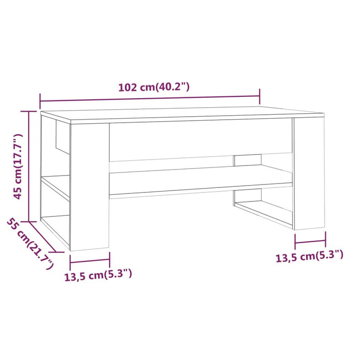 Măsuță de cafea, gri beton, 102x55x45 cm, lemn prelucrat - WALTI WALTI