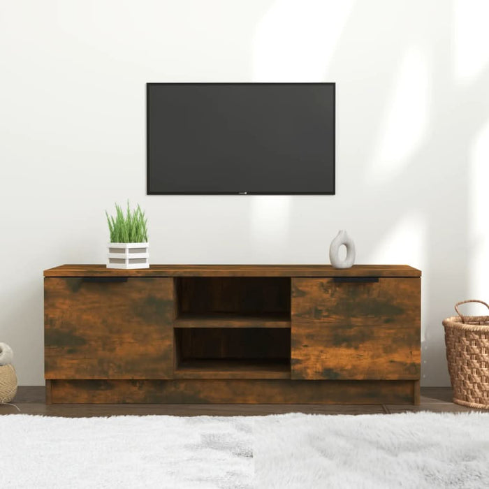 Comodă TV, stejar fumuriu, 102x35x36,5 cm, lemn prelucrat - WALTI WALTI