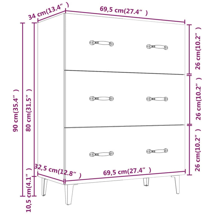 Servantă, gri beton, 69,5x34x90 cm, lemn compozit - WALTI WALTI