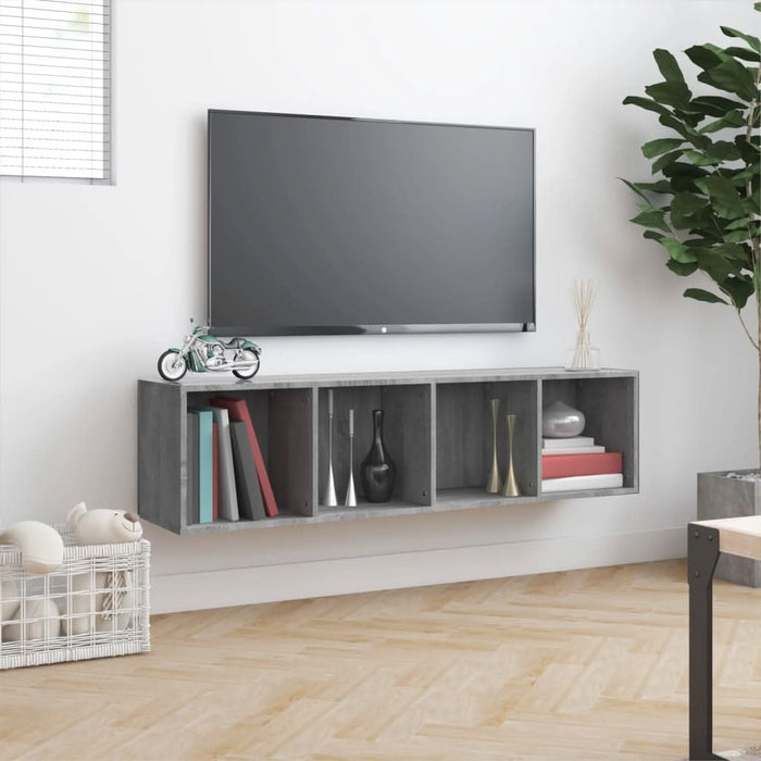 Bibliotecă/dulap TV, gri sonoma, 143x30x36 cm, lemn prelucrat - WALTI WALTI