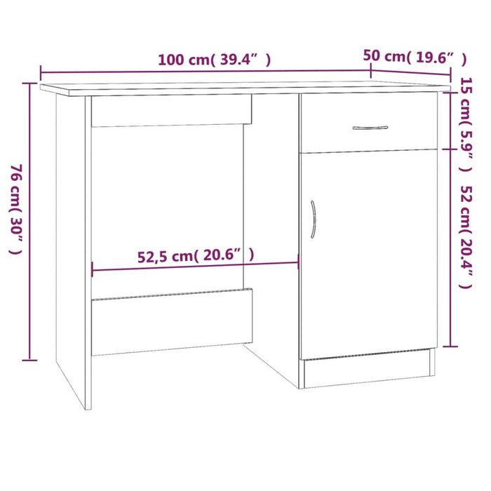 Birou, stejar maro, 100x50x76 cm, lemn prelucrat - WALTI WALTI
