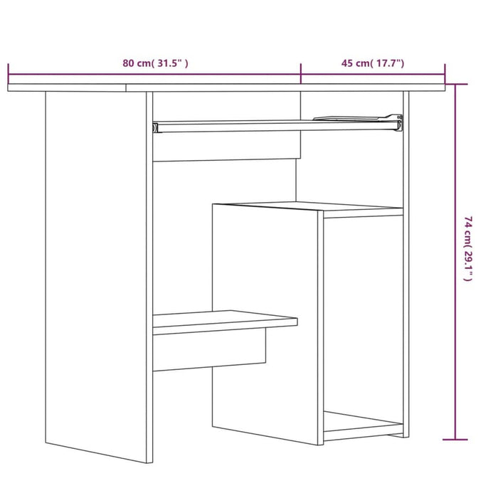 Birou, gri sonoma, 80x45x74 cm, lemn prelucrat - WALTI WALTI