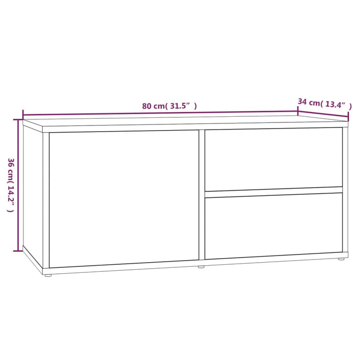 Comodă TV, stejar fumuriu, 80x34x36 cm, lemn prelucrat - WALTI WALTI