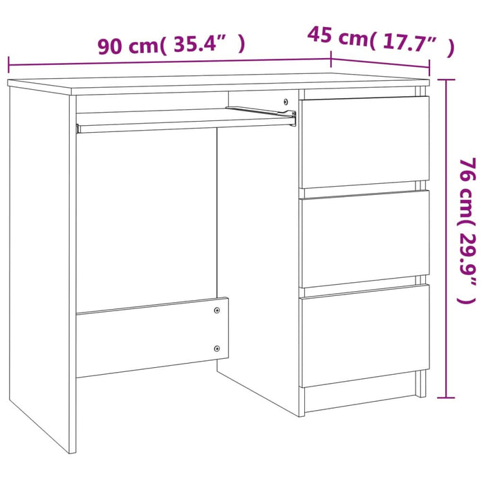 Birou, gri sonoma, 90x45x76 cm, lemn prelucrat - WALTI WALTI