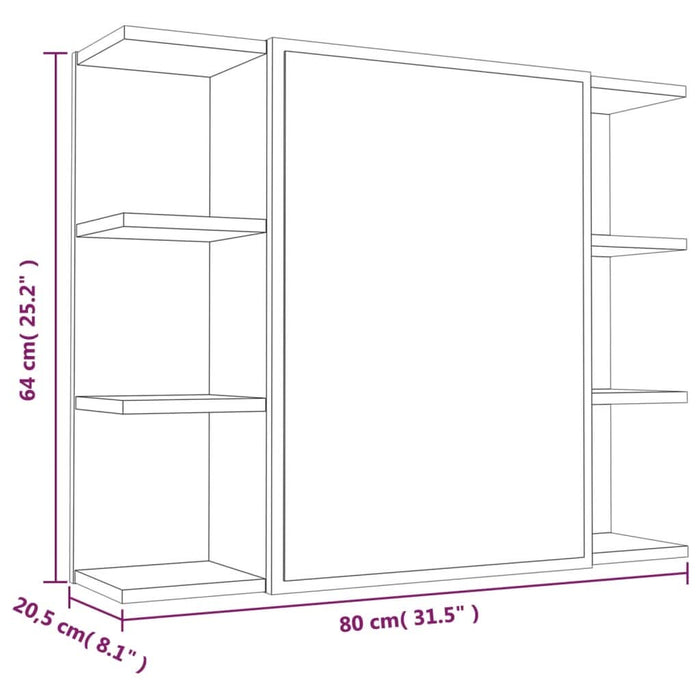 Dulap de baie cu oglindă gri sonoma 80x20,5x64 cm lemn compozit - WALTI WALTI