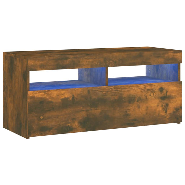 Comodă TV cu lumini LED, stejar fumuriu, 90x35x40 cm - WALTI WALTI