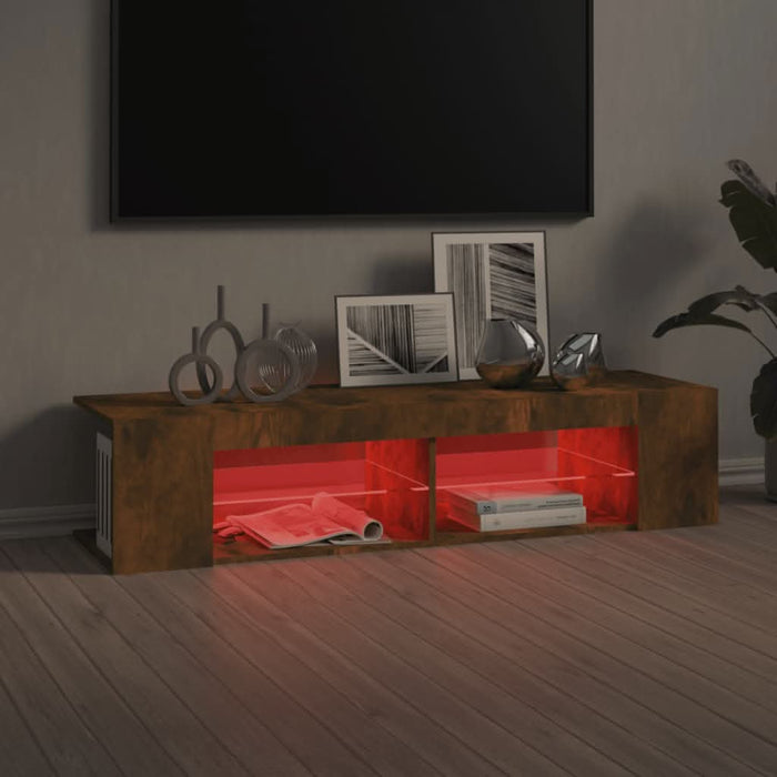 Comodă TV cu lumini LED, stejar fumuriu, 135x39x30 cm - WALTI WALTI