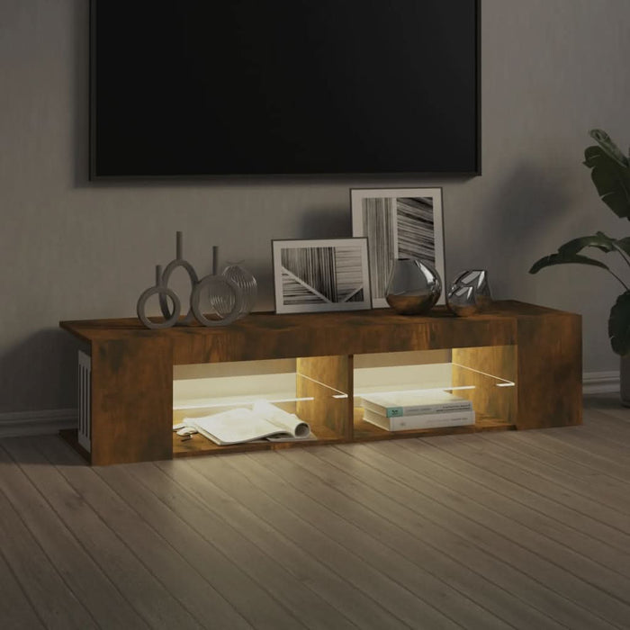 Comodă TV cu lumini LED, stejar fumuriu, 135x39x30 cm - WALTI WALTI