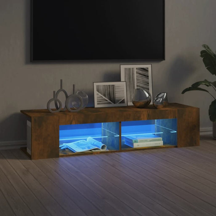 Comodă TV cu lumini LED, stejar fumuriu, 135x39x30 cm - WALTI WALTI