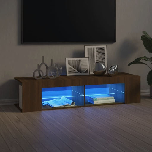 Comodă TV cu lumini LED, stejar maro, 135x39x30 cm - WALTI WALTI