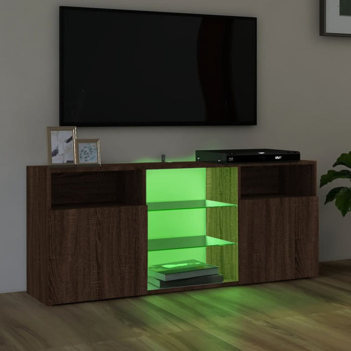 Comodă TV cu lumini LED, stejar maro, 120x30x50 cm - WALTI WALTI