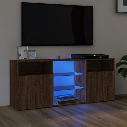 Comodă TV cu lumini LED, stejar maro, 120x30x50 cm - WALTI WALTI