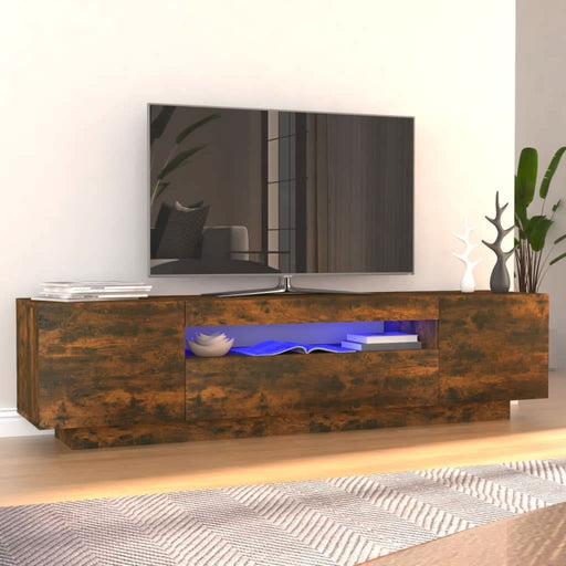 Comodă TV cu lumini LED, stejar fumuriu, 160x35x40 cm - WALTI WALTI