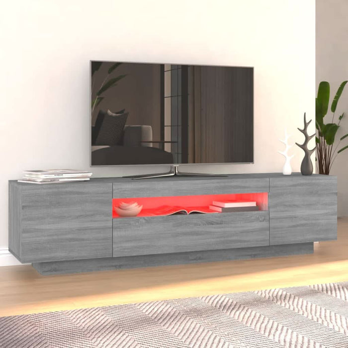 Comodă TV cu lumini LED, gri sonoma, 160x35x40 cm - WALTI WALTI