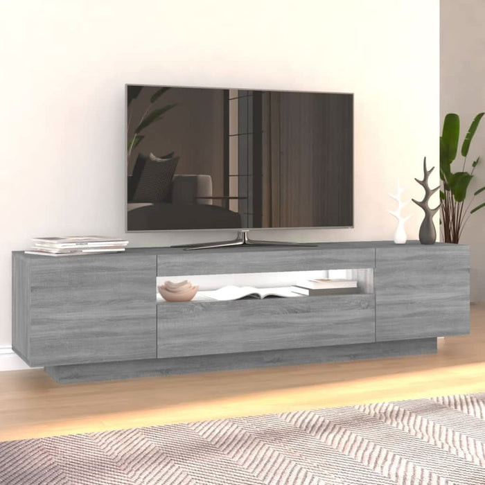 Comodă TV cu lumini LED, gri sonoma, 160x35x40 cm - WALTI WALTI