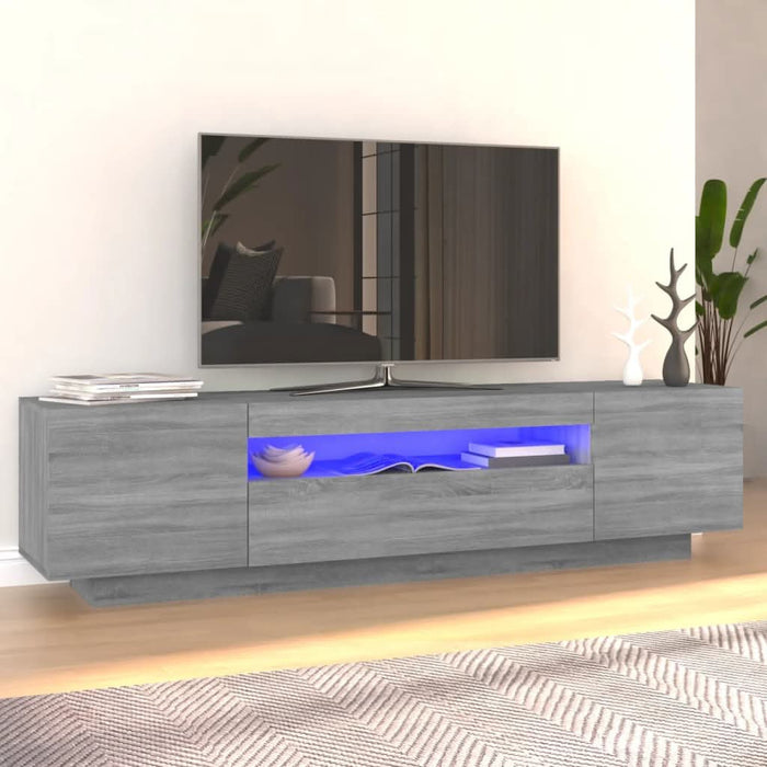 Comodă TV cu lumini LED, gri sonoma, 160x35x40 cm - WALTI WALTI