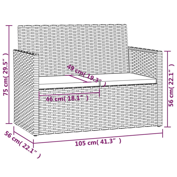 Set mobilier de exterior cu perne, 4 piese, gri, poliratan - WALTI WALTI