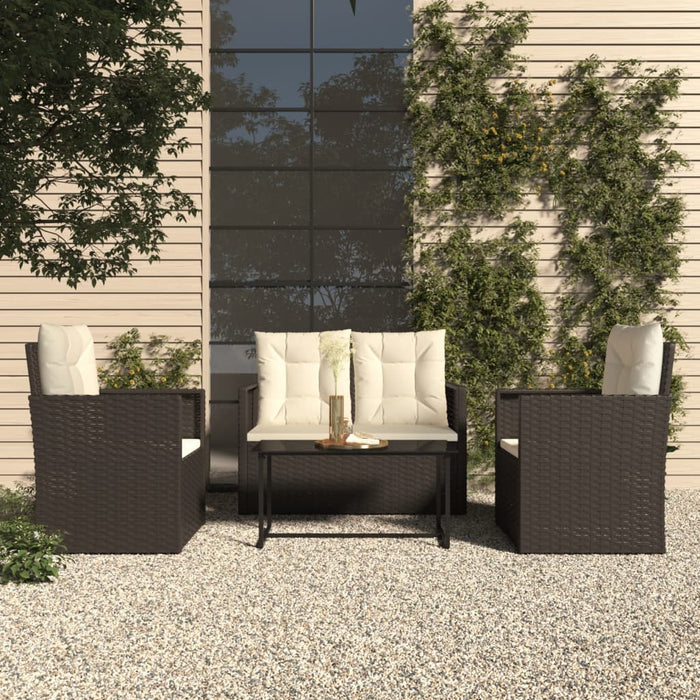 Set mobilier de exterior cu perne, 4 piese, negru, poliratan - WALTI WALTI