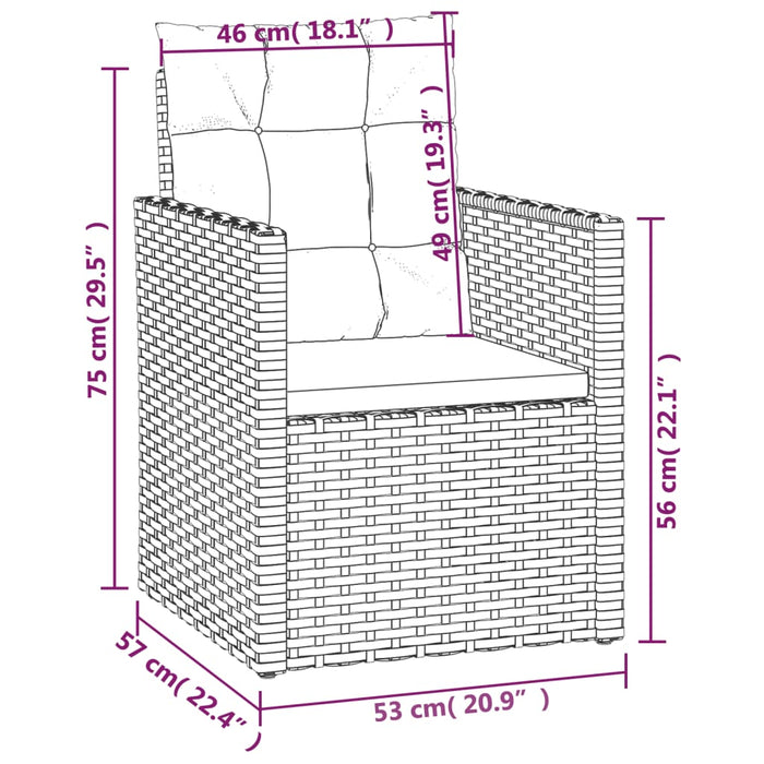 Set mobilier de exterior cu perne, 4 piese, gri, poliratan - WALTI WALTI