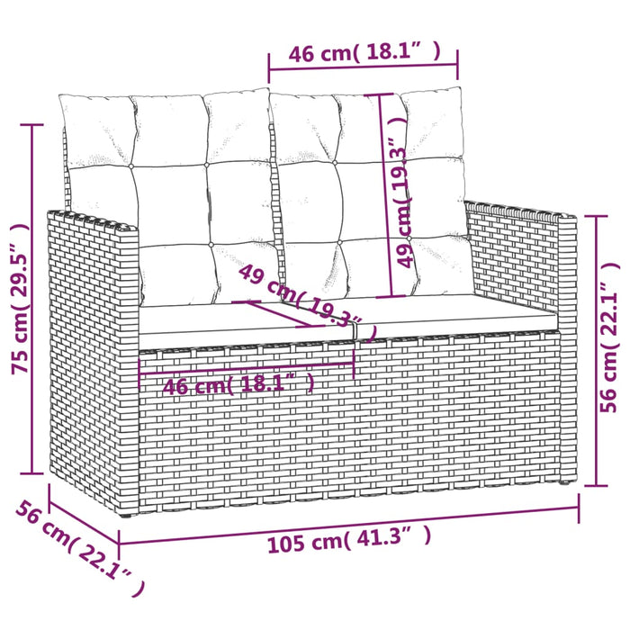 Set mobilier de exterior cu perne, 4 piese, gri, poliratan - WALTI WALTI