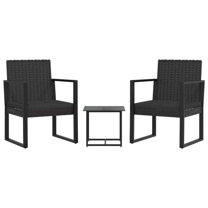 Set mobilier de grădină cu perne, 3 piese, negru, poliratan - WALTI WALTI