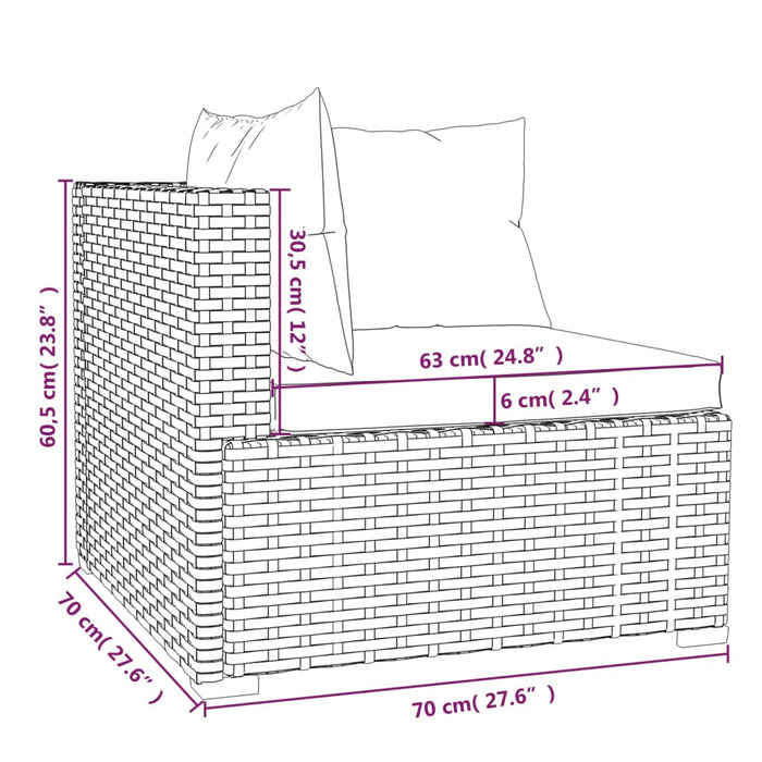 Set mobilier de grădină cu perne, 4 piese, negru, poliratan - WALTI WALTI