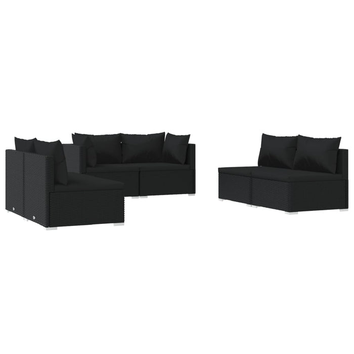 Set mobilier de grădină cu perne, 6 piese, negru, poliratan - WALTI WALTI