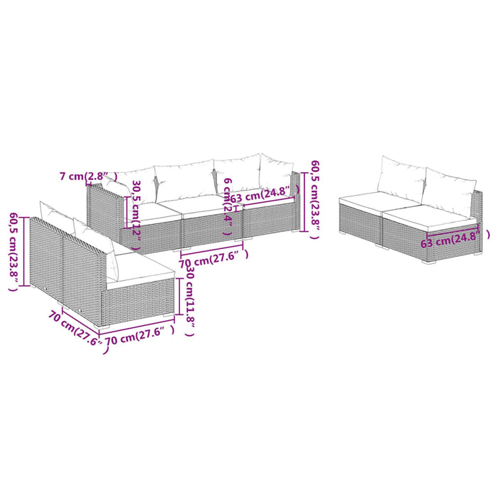 Set mobilier de grădină cu perne, 7 piese, negru, poliratan - WALTI WALTI