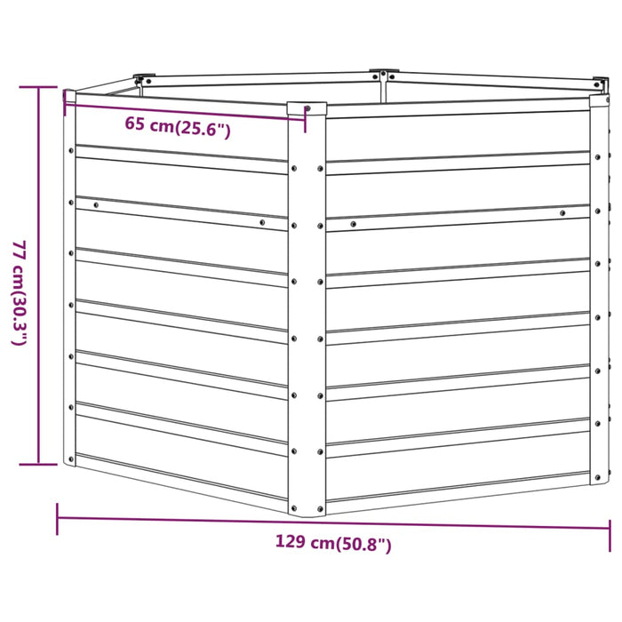 Strat înălțat de grădină, ruginiu, 129x129x77 cm, oțel corten - WALTI WALTI