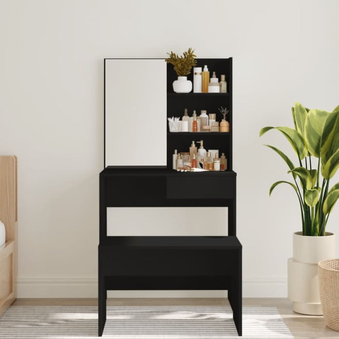 Masă de toaletă cu oglindă, negru, 74,5x40x141 cm - WALTI WALTI