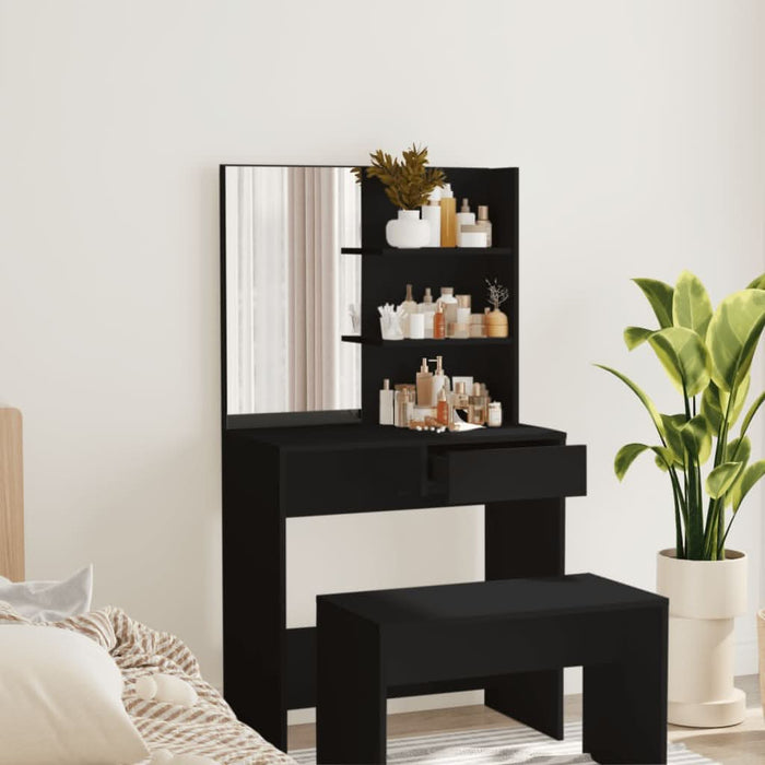Masă de toaletă cu oglindă, negru, 74,5x40x141 cm - WALTI WALTI