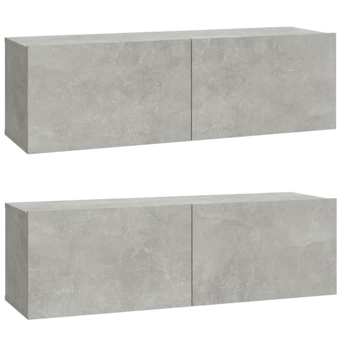 Dulapuri TV perete 2 buc. gri beton 100x30x30 cm lemn compozit - WALTI WALTI