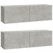 Dulapuri TV perete 2 buc. gri beton 100x30x30 cm lemn compozit - WALTI WALTI