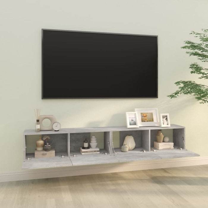 Dulapuri TV perete 2 buc. gri beton 100x30x30 cm lemn compozit - WALTI WALTI