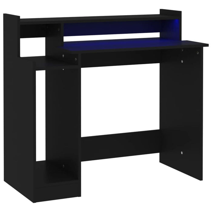 Birou cu lumini LED, negru, 97x45x90 cm, lemn prelucrat - WALTI WALTI