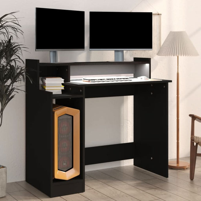 Birou cu lumini LED, negru, 97x45x90 cm, lemn prelucrat - WALTI WALTI