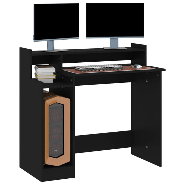 Birou cu lumini LED, negru, 97x45x90 cm, lemn prelucrat - WALTI WALTI
