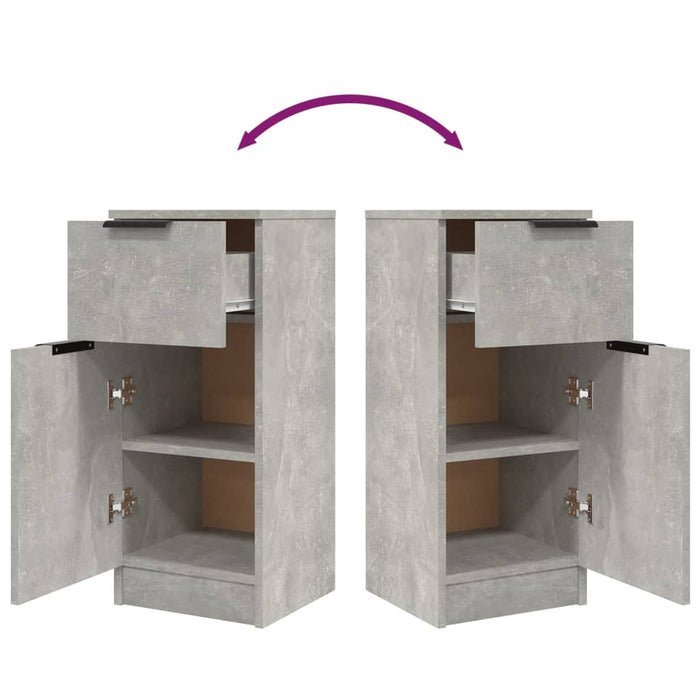 Servante, 2 buc., gri beton, 30x30x70 cm, lemn compozit - WALTI WALTI