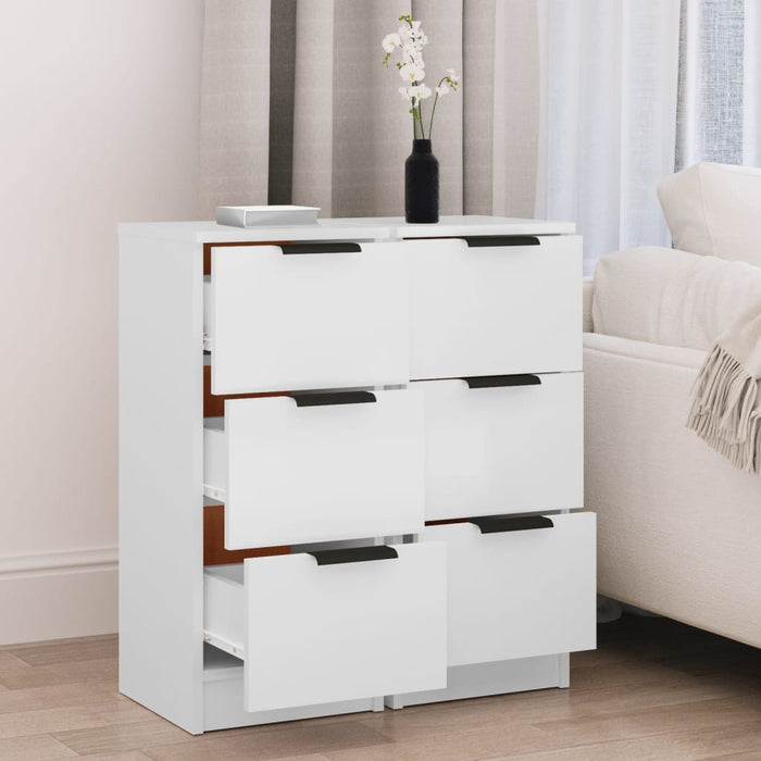 Servante, 2 buc., alb, 30x30x70 cm, lemn prelucrat - WALTI WALTI