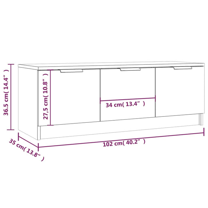 Comodă TV, gri beton, 102x35x36,5 cm, lemn prelucrat - WALTI WALTI