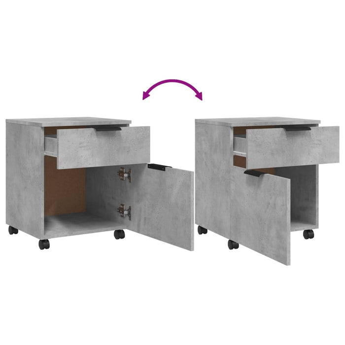 Fișet mobil cu roți, gri beton, 45x38x54 cm, lemn prelucrat - WALTI WALTI