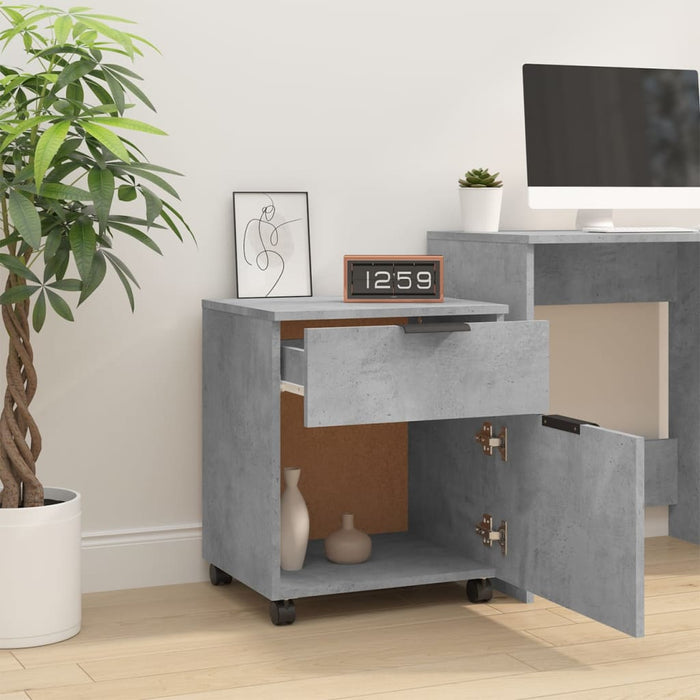 Fișet mobil cu roți, gri beton, 45x38x54 cm, lemn prelucrat - WALTI WALTI